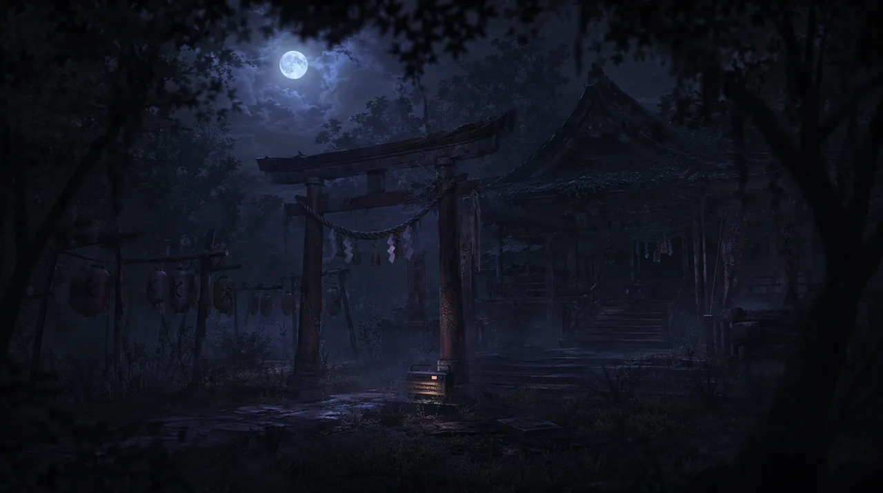 月光下还在播放的神社广播