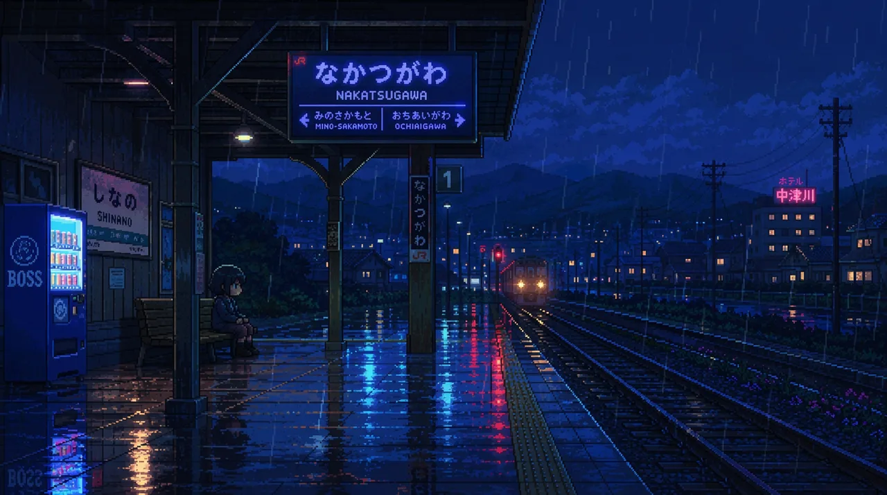 像素雨夜车站